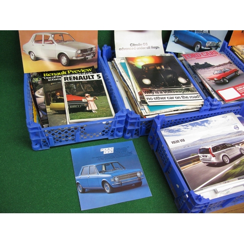 77 - Five crates of car brochures from the 1970's/1980's/1990's and 2000's, ephemera and road auto tests ... 