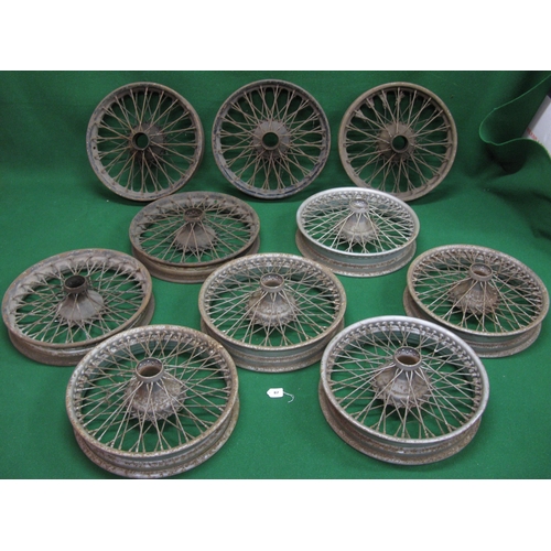 87 - Ten old wire wheels believed to be off pre-war MG's