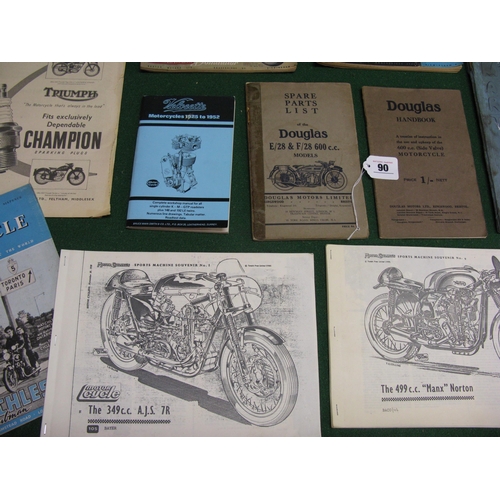 90 - Quantity of motorcycle ephemera to include: Vincent and Douglas handbooks and spare parts lists, wor... 