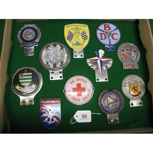 96 - Eleven car badges to include: Medway Yacht Club, Forces Motoring Club, Scotland, BMA, News Of The Wo... 