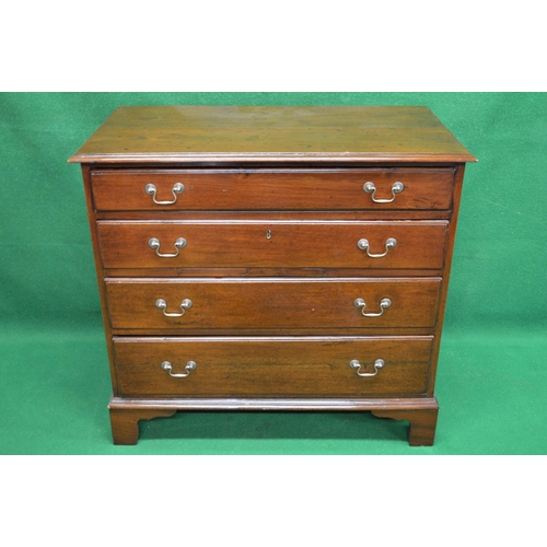 35 - 19th century mahogany chest of drawers with stained pine sides, the top having moulded edge over fou... 