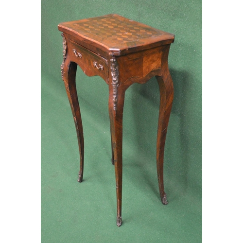 56 - Rosewood side/lamp table the top having tumbling block design with cross banded border, further tumb... 