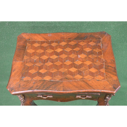 56 - Rosewood side/lamp table the top having tumbling block design with cross banded border, further tumb... 