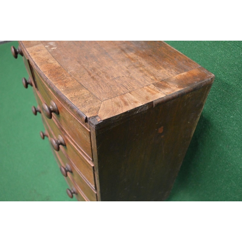 7 - 19th century miniature mahogany bow fronted chest of drawers having two short and three long drawers... 