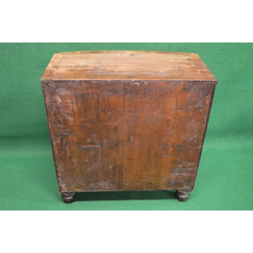 7 - 19th century miniature mahogany bow fronted chest of drawers having two short and three long drawers... 