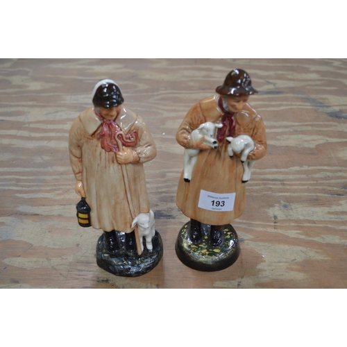 193 - Two Royal Doulton figures to comprise: The Shepherd HN1975 and Lambing Time HN1890