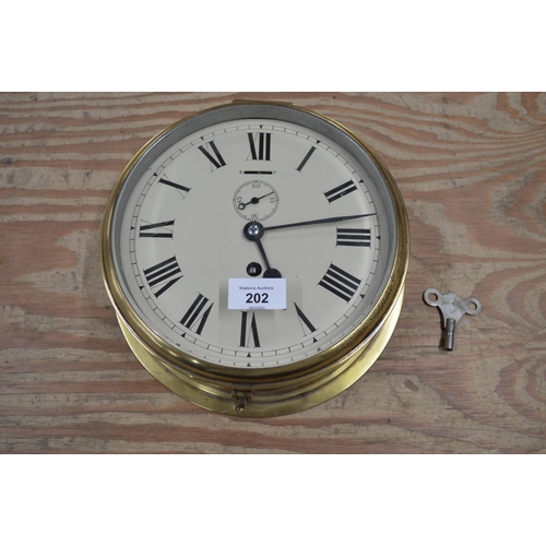 202 - Brass cased ships clock with key - 10