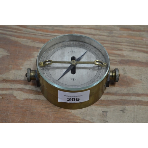 206 - Unnamed brass cased galvanometer with silvered dial - 4.75