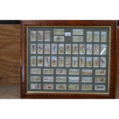 234 - Three framed and mounted sets of cigarette cards