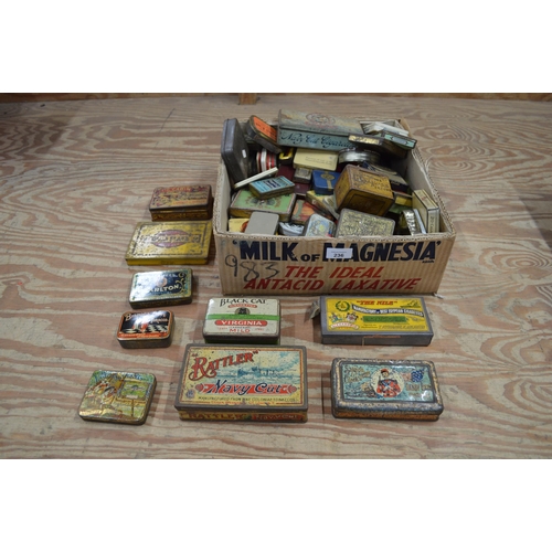 236 - Box containing a quantity of tobacco tins to include: Bishops Move, Baby's Bottom and Black Cat etc