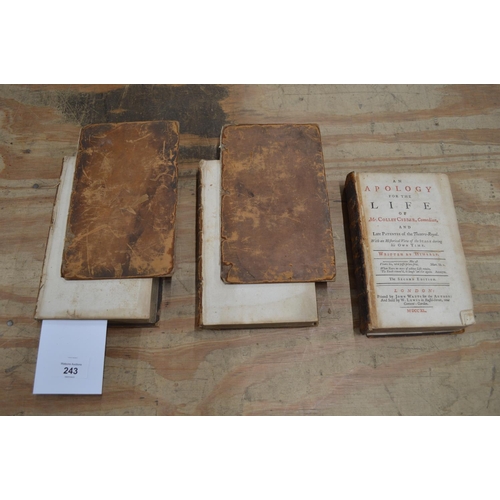 243 - Single volume of An Apology For The Life Of Mr Colley Cibber and two volumes of The Comedies Of Tera... 