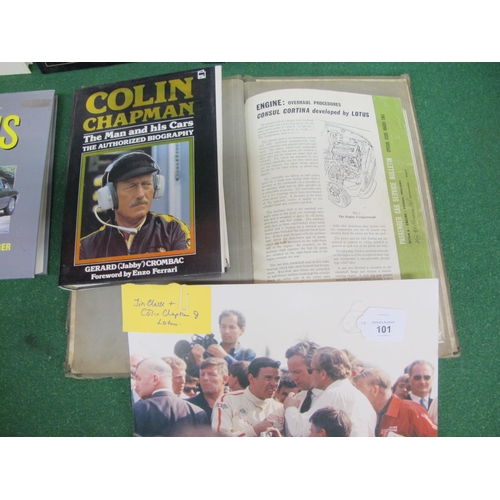 101 - Collection of books relating to Lotus cars, Team Lotus and Colin Chapman together with 1964 Ford Mot... 