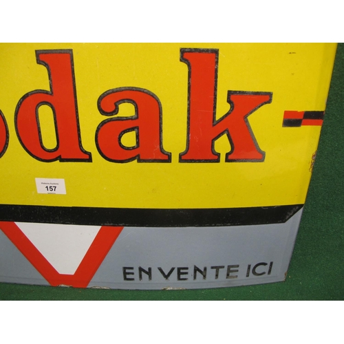 157 - Colourful double sided enamel advertising sign for Produits Kodak En Vente 101, red and black letter... 