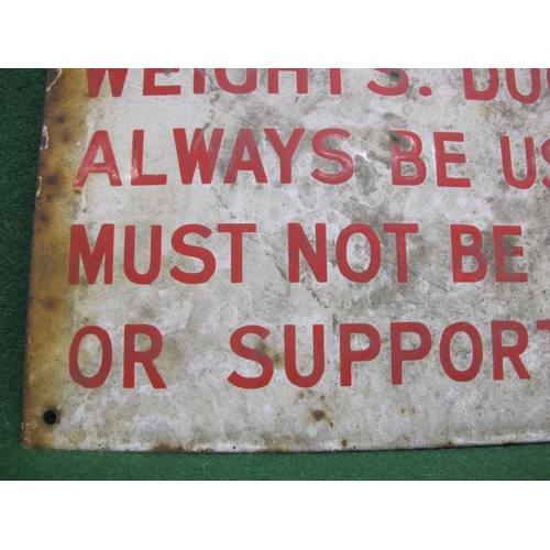 161 - Enamelled Fragile Roof warning sign, red letters on a white ground - 22