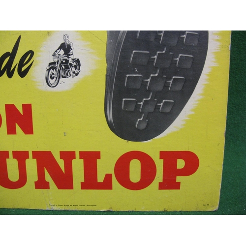 167 - 1953 card counter top stand Walk As You Ride On Dunlop featuring a car, bus, bicycle, motorcycle and... 