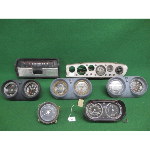 17 - Six dashboard dial binnacles believed to be from: Vauxhall Viva Mk1, Ford Escort and Citroen Pallas ... 