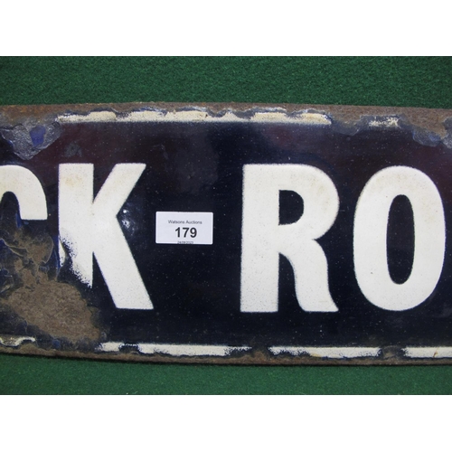 179 - Old thick enamel street sign for Paddock Road, white letters on a royal blue ground - 38