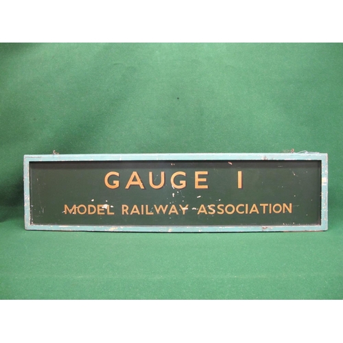 187 - Large bespoke wooden hanging sign for the Gauge 1 Model Railway Association, shaded gold letters on ... 