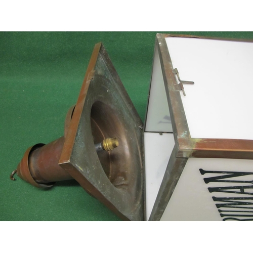 189 - Large copper  and opaque Perspex hanging lantern for Truman, Hanbury & Buton Beers & Ales, featuring... 