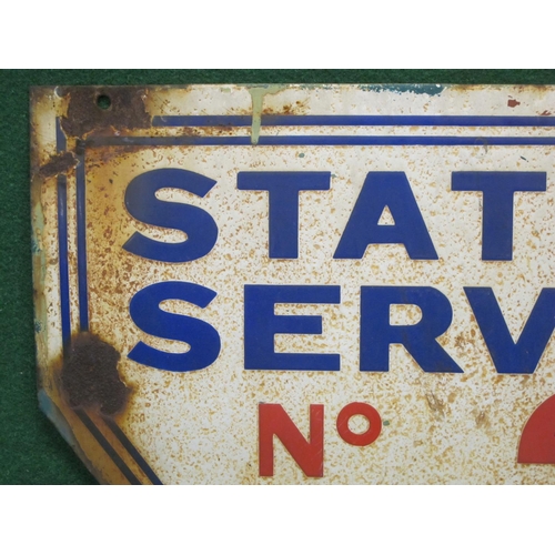 193 - Possibly American forecourt enamel sign for Station Service No. 2, blue and red letters on a white g... 