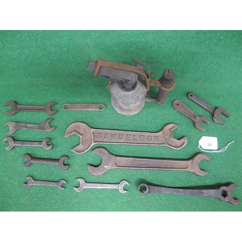 20 - Quantity of named spanners for Ford, Humber, IH, Samuelson, Atco, Webb, Bendix, Lister etc together ... 