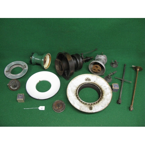 227 - Crate of assorted Sugg gas lamp parts to include: three bodies, green 11