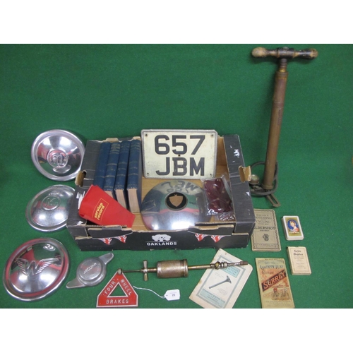 26 - Mixed lot to include: Sphinx stirrup pump, Exide playing cards, two Austin ties, Uni-gun patent grea... 