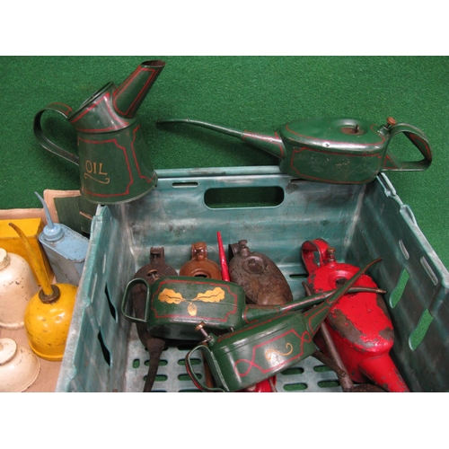 3 - Two crates of approx forty four items to include: various oil cans, Enots grease and oil guns and a ... 