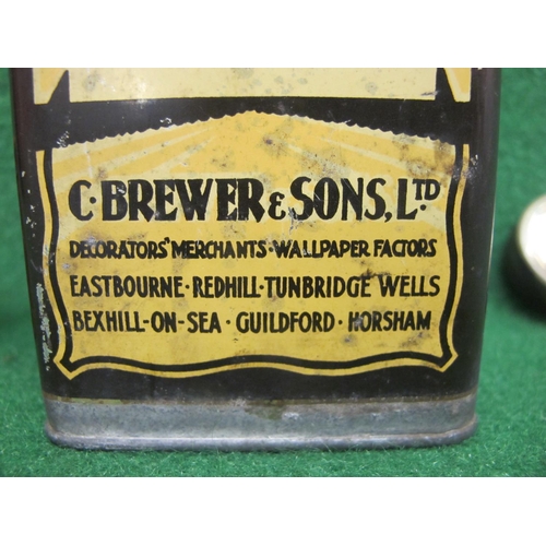 321 - Small corked pyramidal can for local decorators' merchants C Brewer & Sons Ltd with listings of prod... 