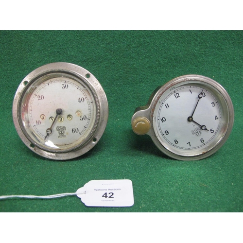 42 - 1920's-1930's Smiths nickel plated clockwork dashboard clock - 3.5