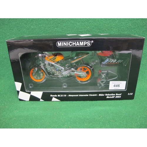 Boxed Minichamps 1: motorcycle model of a Honda RCV Repsol