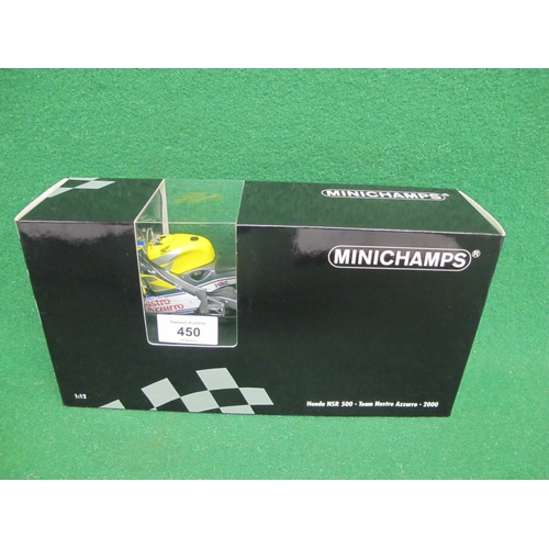 450 - Boxed Minichamps 1:12 scale metal motorcycle model of a Honda NSR500-Team Mastroassurro 2000