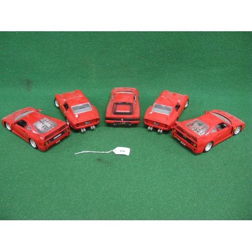 456 - Five loose 1:18 scale models of Ferrari's from Burago and Tonka-Polistil (dusty)