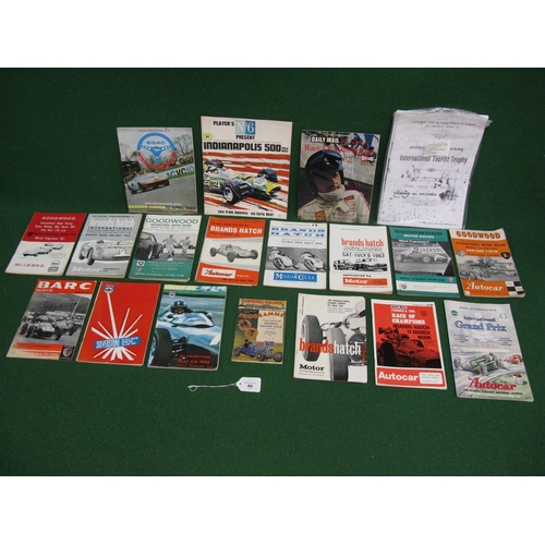 46 - Quantity of 1950's/1960's motor racing programmes from Brands Hatch, Goodwood and Silverstone togeth... 