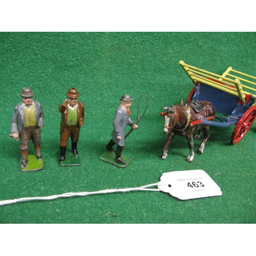 463 - Britains Tumbrell hay cart with two hay ladders, backboard, horse and farm hand together with seven ... 