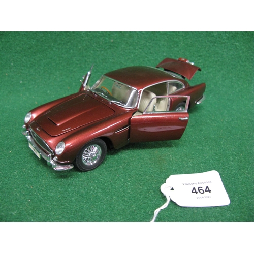 464 - Finely detailed dust free 1964 Aston Martin DB5 in Dubonnet red, Crafted In China for Danbury Mint, ... 