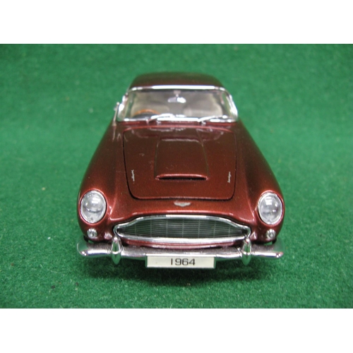 464 - Finely detailed dust free 1964 Aston Martin DB5 in Dubonnet red, Crafted In China for Danbury Mint, ... 