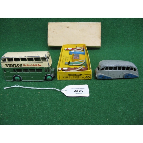 465 - Dinky No. 49 Petrol Pump & Oil Bin set in yellow box together with No. 290 Dunlop Double Deck bus an... 