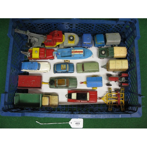 469 - Box of loose, playworn Corgi items to include: Austin Mini van (with both rear doors), Marlin Ramble... 