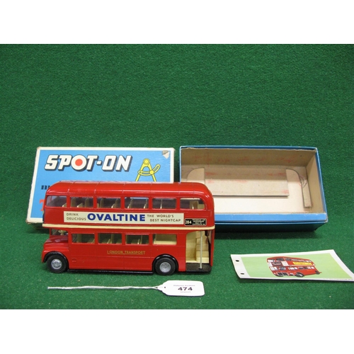 474 - 1960's Triang Spot-On No. 145 1:42 scale diecast Routemaster double deck bus with box, internal pack... 