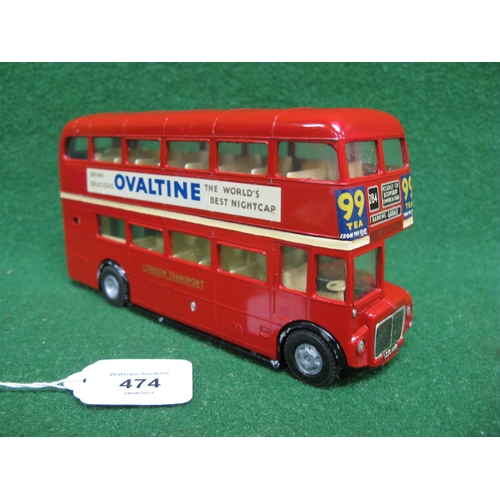 474 - 1960's Triang Spot-On No. 145 1:42 scale diecast Routemaster double deck bus with box, internal pack... 