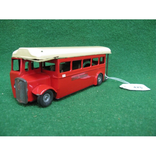 475 - 1940's/1950's Triang Minic tinplate half cab bus with push-n-go mechanism, in London Transport liver... 