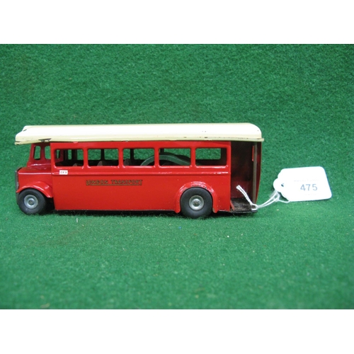 475 - 1940's/1950's Triang Minic tinplate half cab bus with push-n-go mechanism, in London Transport liver... 