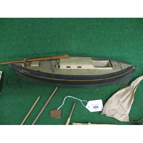 486 - Old wooden model of a sailing boat Little Auk (for renovation) - 14