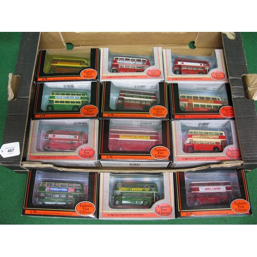 487 - Twelve boxed EFE 1:76 scale diecast models of double deck buses from Brighton & Hove, LT, Devon Gene... 