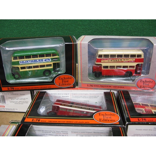 487 - Twelve boxed EFE 1:76 scale diecast models of double deck buses from Brighton & Hove, LT, Devon Gene... 