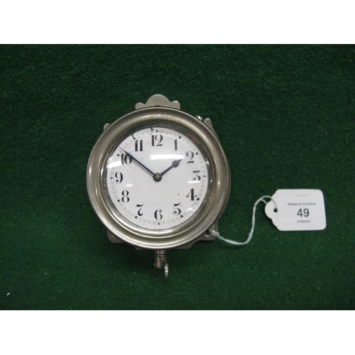 49 - Unmarked clockwork vintage vehicle angled dashboard clock with 2.5