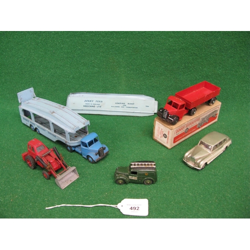 492 - Boxed 1948 Dinky No. 521 Bedford articulated lorry in red livery together with a loose 261 Telephone... 