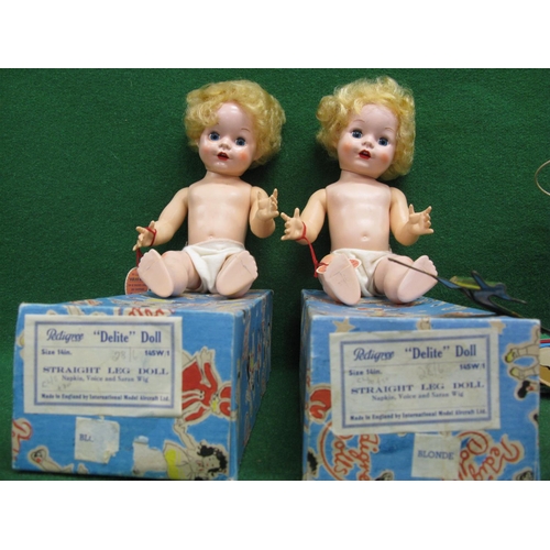 495 - Two boxed Pedigree Delite dolls with lustrous Sarin hair together with a German tinplate rotating ai... 