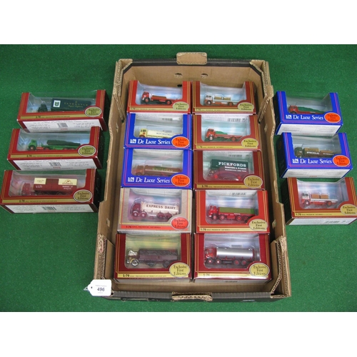 496 - Sixteen boxed EFE 1:76 scale diecast models of four, six and eight wheeled lorries and artics in var... 